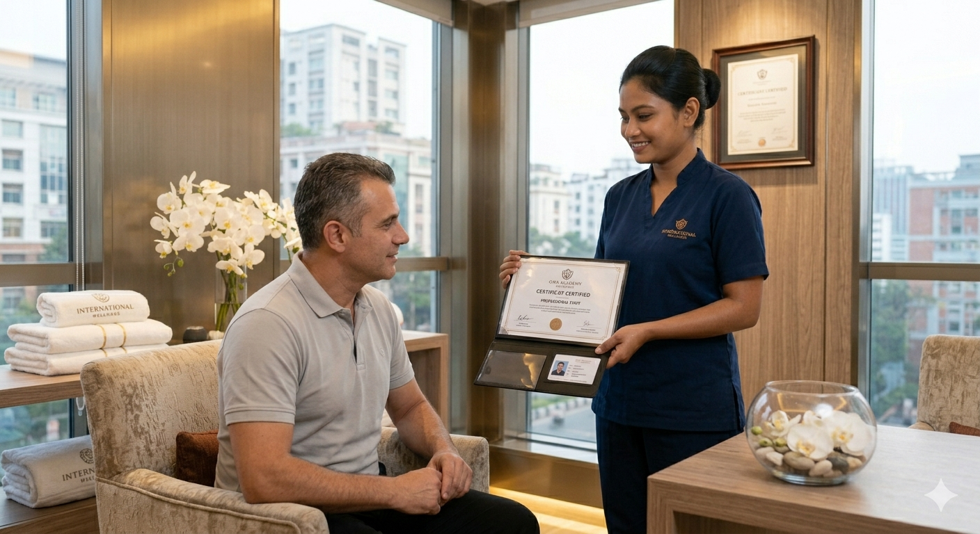 Verifying the qualifications of professional staff at a premium Gulshan Massage cente